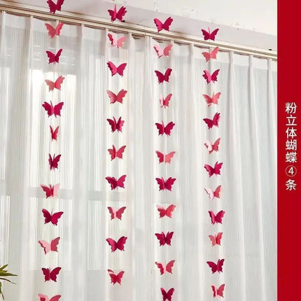 Wedding room layout suit wedding wedding curtain long pull flower bedroom living room photo props butterfly decoration