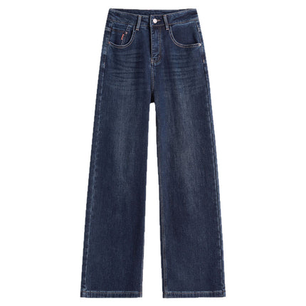 Women's Jeans Autumn New Style 2025 New High-Waisted Slim-Fit Petite Figure Blue Narrow Straight Wide-Leg Pants