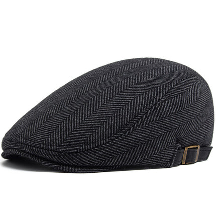 High-grade wool and woolen forward painter hat men's autumn and winter beret retro middle-aged and old peaked cap thick