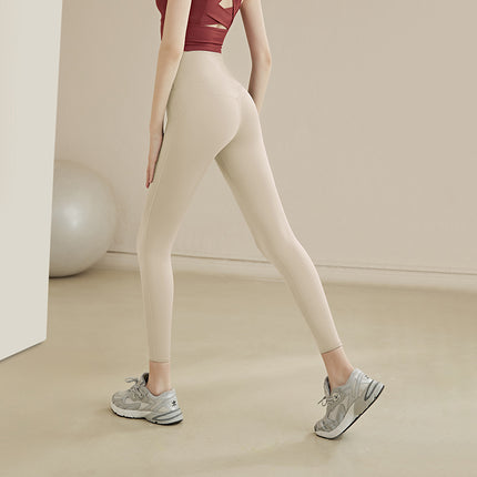 No Embarrassment Line Naked Yoga Pants Women's High Waist Hip-lifting Tight Pants Peach Hip Running Pants Sports Fitness Pants