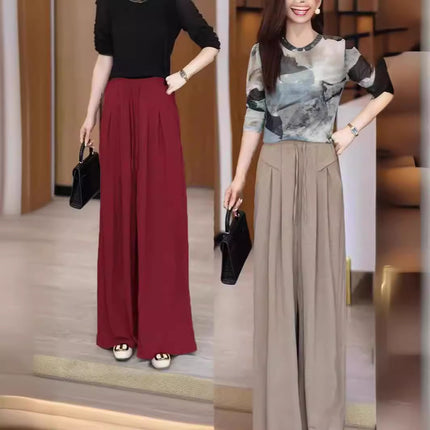Dipped 2024 New Women's Clothing Spring and Summer Casual High-end Slim Ice Silk Small Yamamoto Wide Legs Casual