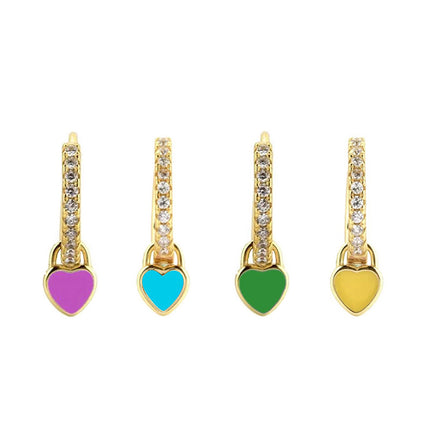 Cross-Border European and American Style Ins-Style Heart-Shaped Earrings with Colorful Zircon, Light Luxury, High-End Fashion and Elegant Earrings