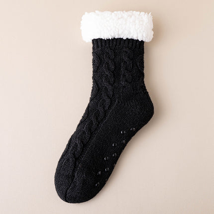 Lamb Velvet Socks Women's Autumn and Winter fleece-lined Thickened Warm Feet Home Sleeping Warm Plush Postpartum Floor Socks