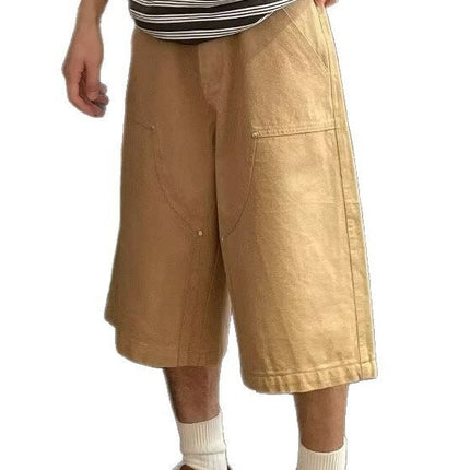 2025 New American Workwear Shorts Men's Summer Couple Versatile Loose Military Green Casual Straight Cropped Pants