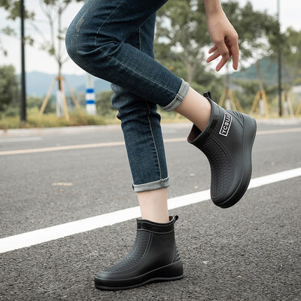 Cross-Border Rain Boots for Women, Short-Tube Fashionable Outer Wear Student Rain Boots, Winter Velvet Warm Rubber Shoes, Low-Tube New Water Shoes