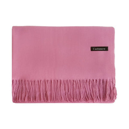 High-End Warm Imitation Cashmere Scarf for Women in Autumn and Winter Pure Color Elegant Versatile Tassel Shawl Fashionable Outer Dual-Purpose Scarf