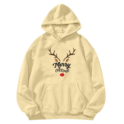 Elk Reindeer Merry Christmas printed hooded sweater European and American women's top coat cross-border