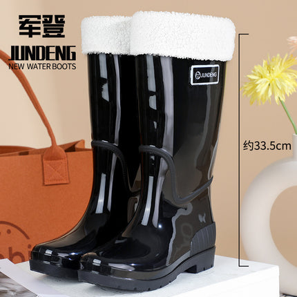 New Cross-Border Fashion Women Rain Shoes High Tube Women's Rain Boots Non-Slip Waterproof Pvc Warm Water Shoes