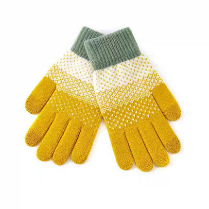 Winter Warm Anti-Freeze Fleece-Lined Touch Screen Knitted Gloves for Boys and Girls to Prevent Cold and Cute Ladies Cycling Electric Bikes to Pick up Leaks