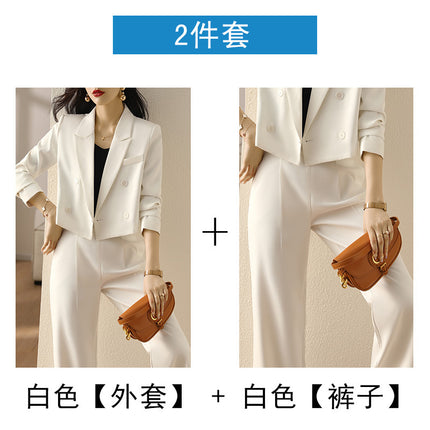 High-end White Small Suit suit Women's Autumn Small Business Wear Short Suit Casual Internet Celebrous Two-piece Set