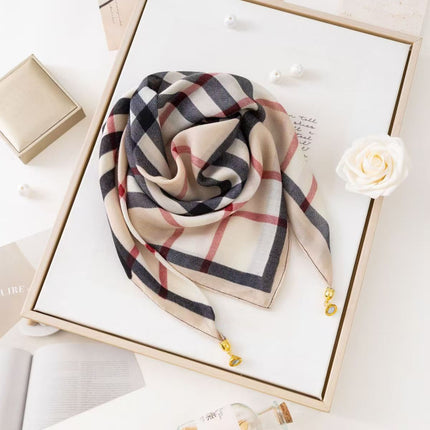 New 65.65 Magnetic Buckle Scarf Women's Square Scarf Winter Lazy Pendant Ins Scarf Scarf Decorative Fashion All-match