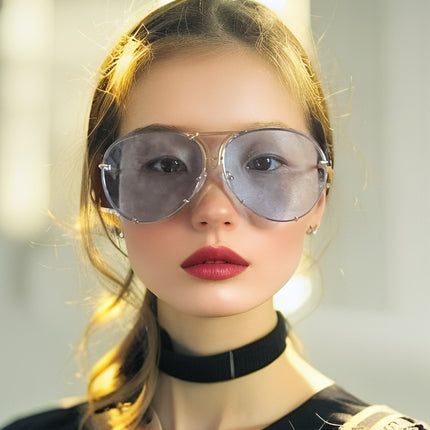 Toad-Shaped Sunglasses 2025 New Fashion Retro Sunglasses European and American Large Frame Women's Metal Sunglasses Ins