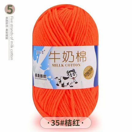 Five-Strand Milk Cotton Yarn Wholesale Medium-Thick Yarn Crochet Doll Shoes Scarf DIY Knitting Material Kit Crochet