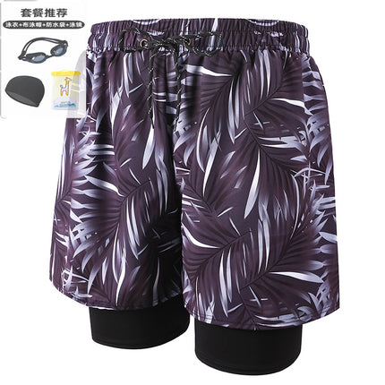 Anti-Embarrassment Men's Swimming Trunks Set Sun Protection Boys Swimming Equipment Swimming Trunks Loose Large Size Beach Trunks Swimming Trunks