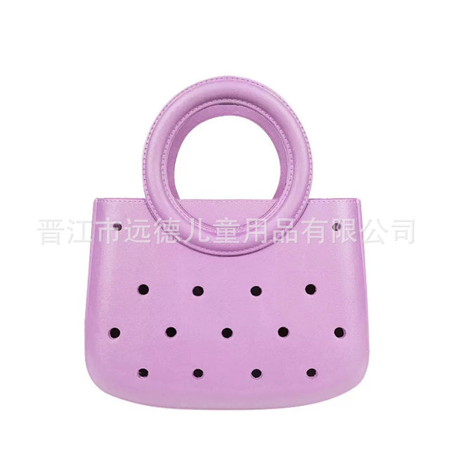 The Latest Popular Eva Pure Color DIY Hole Bag Waterproof Cosmetics Bag Vegetable Basket Beach Bag Fashionable Cut Out Travel