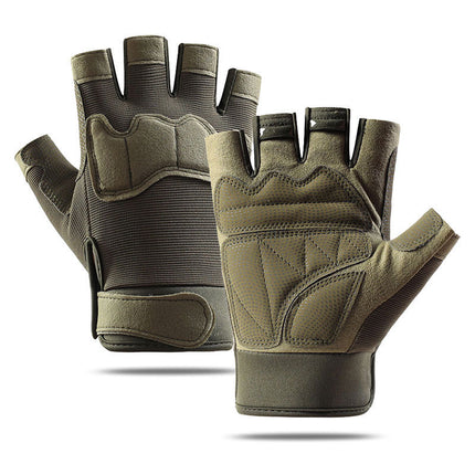 Gloves Outdoor Tactical Half-Finger Cycling Gloves Men's Mountaineering Fitness Training Iron Anti-Slip Electric Vehicle Black Hawk Gloves