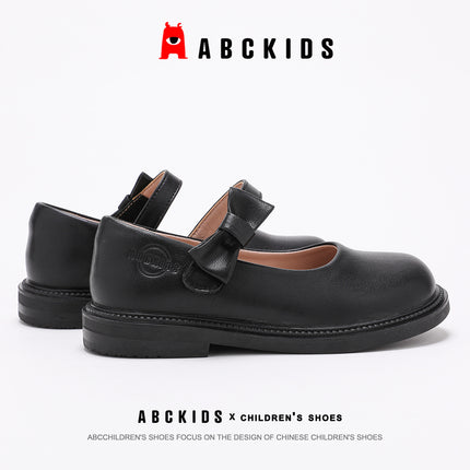 abckids children girls 2025 spring new shoes versatile performance shoes black fashion princess shoes leather shoes