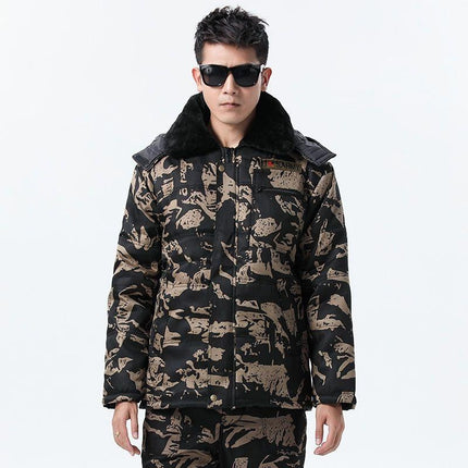Winter cotton-padded jacket men's fleece-lined thickened labor protection suit cotton-padded jacket cotton-padded pants cold-proof Cold Storage Work outdoor workwear jacket