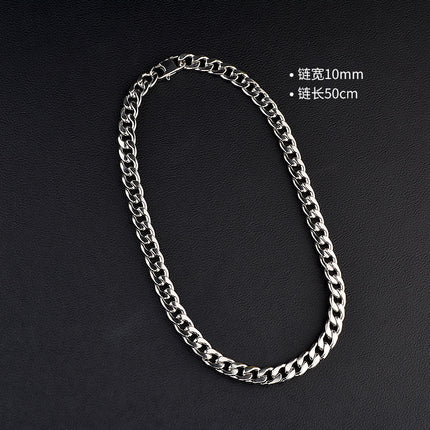 European and American Versatile Basic Cuban Chain Titanium Steel Necklace German Titanium Stainless Steel Jewelry Trendy Cool Unisex Versatile Chain