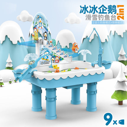 Penguin climbing stairs magnetic fishing toy pool suit children electric little penguin slide boys and girls baby gift