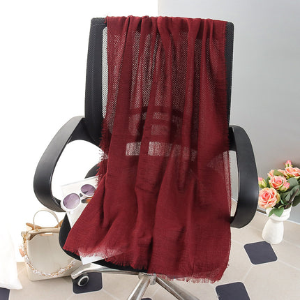 New Spring and Summer Fashion Cotton and Linen Solid Color Headscarf Beach Towel Sun Protection Large Size Silk Scarf Shawl for Women