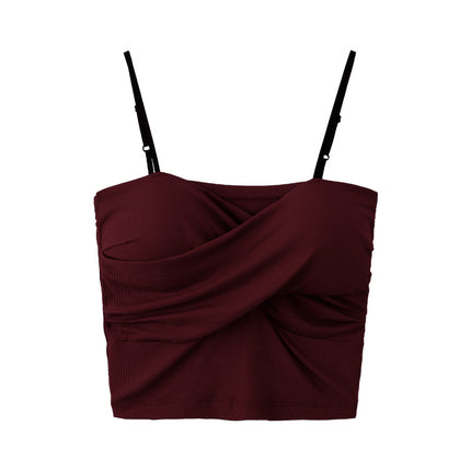 White summer small camisole women's outer wear design sense niche inner wear with chest pad tube top underwear bottoming top
