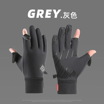 New Cycling Gloves Men's Winter Outdoor Sports Running Waterproof Anti-Slip Touch Screen Plus Velvet Warm Cross-Border Gloves