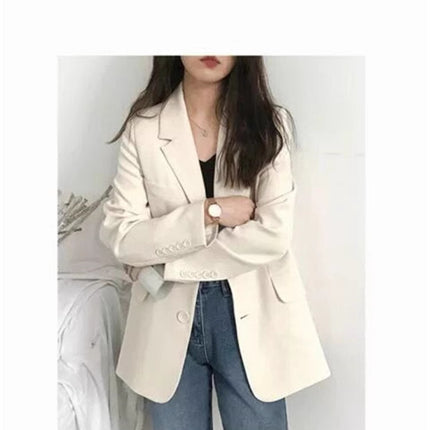 Commuting Style Blazer for Women 2025 Korean Version Spring and Autumn Loose Long-Sleeved Suit Jacket Versatile Korean Style Commuting