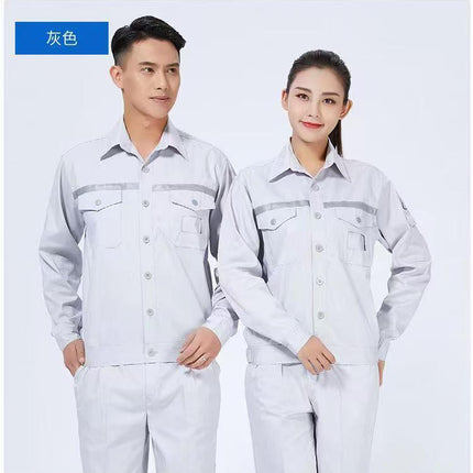 Workwear Suit for Men and Women, Anti-Static, Spring and Autumn Single-Layer Work Clothes, Long-Sleeved Professional Workwear for All Seasons