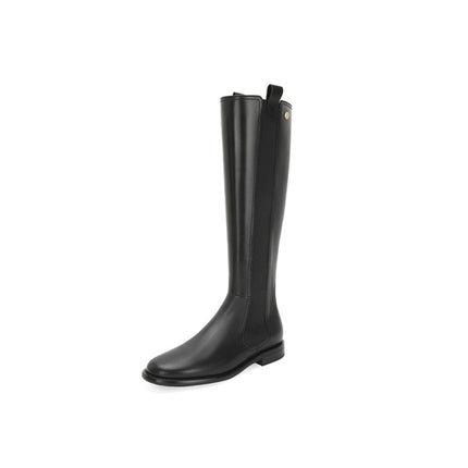 Chanel style black boots for women autumn and winter New flat high-top riding boots knee-high boots high boots