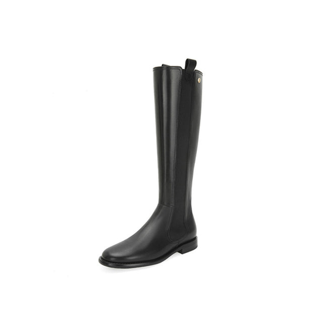 Chanel style black boots for women autumn and winter New flat high-top riding boots knee-high boots high boots