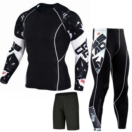 Men's Sportswear Sweat-Wicking Running Marathon Tight-Fitting Suit Quick-Drying High-Elastic Two, Three, or Four-Piece Set Wholesale Trade