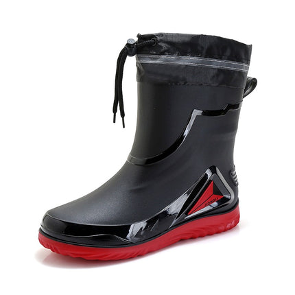 Rain Boots men's closed new waterproof shoes outdoor water boots kitchen non-slip work rubber shoes plus velvet cotton warm rain boots
