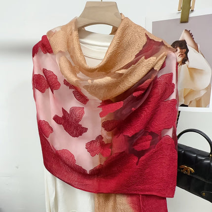 Three-dimensional Flower Cutting Scarf Women's Spring and Autumn Korean-style Organza Rose Long Scarf Gauze Dual-use Shawl