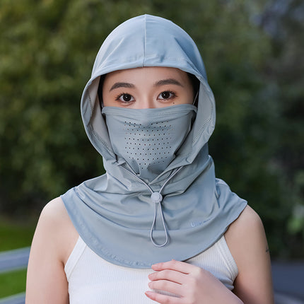 Sun Protection Mask, Face Covering Hat, Integrated Summer Sun Hat for Women Driving and Cycling, Ice Silk Breathable Neck Scarf, Neck Protector