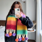 Striped gradient hair ball-orange and purple hair ball