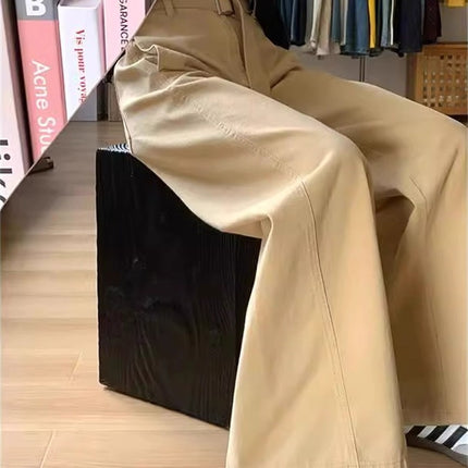 Plus Size Khaki Wide-Leg Jeans for Women 2025 Autumn New High-Waisted Casual Loose Versatile Floor-Length Pants