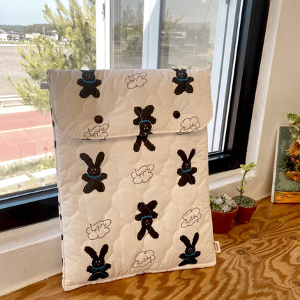 Polka Dot Quilted Bunny iPad Storage Bag Laptop Bag 11inch 13inch Inner Liner Protective Sleeve Portable Cute and Fun