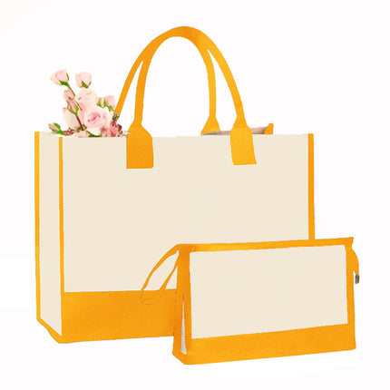 Cross-border Hot-selling Canvas Shoulder Bag Cosmetic Case Bag Contrast Printed Portable Zipper Clutch Bag Storage Case