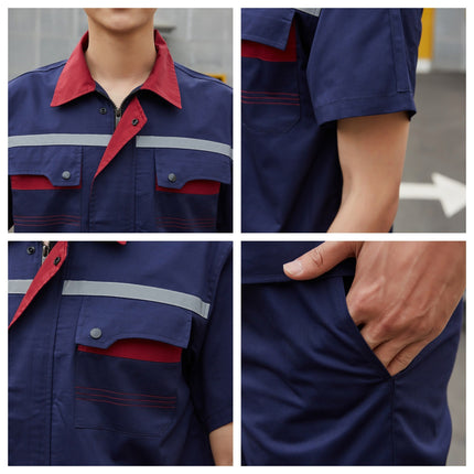 Polyester-Cotton Work Clothes, Summer Long and Short-Sleeved Suits, Work Uniforms, Labor Protection Clothing, Machine Repair Workshop Clothing, Wholesale Summer Professional Clothing