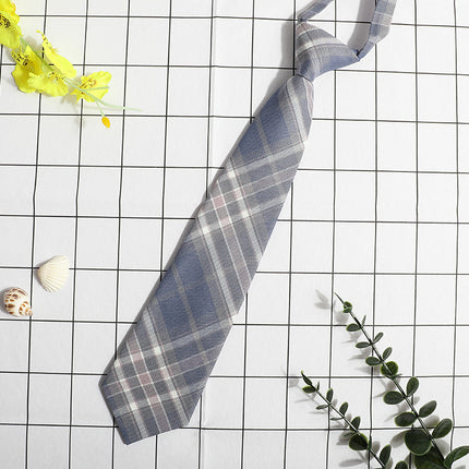 JK Small Tie Women's College Style Lazy Japanese Style Plaid Uniform Shirt Tie Student ins Men's and Women's Short Free Tie