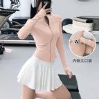 Light pink-waist slimming + built-in pockets / S