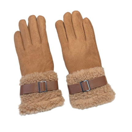Women's Winter Gloves with Velvet and Thickeneding for Outdoor Cycling and Driving, Suede Velvet for Cold Protection, Touch Screen and Windproof Plush