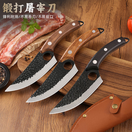 Yangjiang knife hand-forged hammer pattern kitchen knife bone-cutting knife slaughter knife killing fish peeling and cutting cattle high hardness chef knife