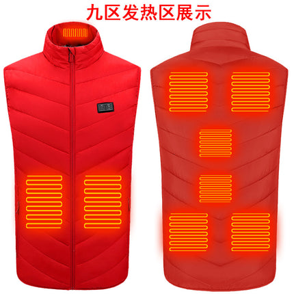 New (single control area 9, double control area 9) intelligent constant temperature carbon braze heating vest S-6XL