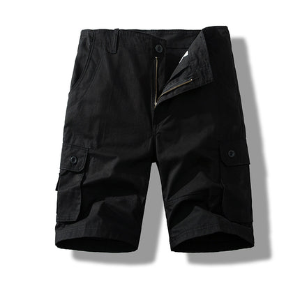 Workwear shorts men's summer new Army Green multi-pocket cotton shorts loose thin casual sports pants