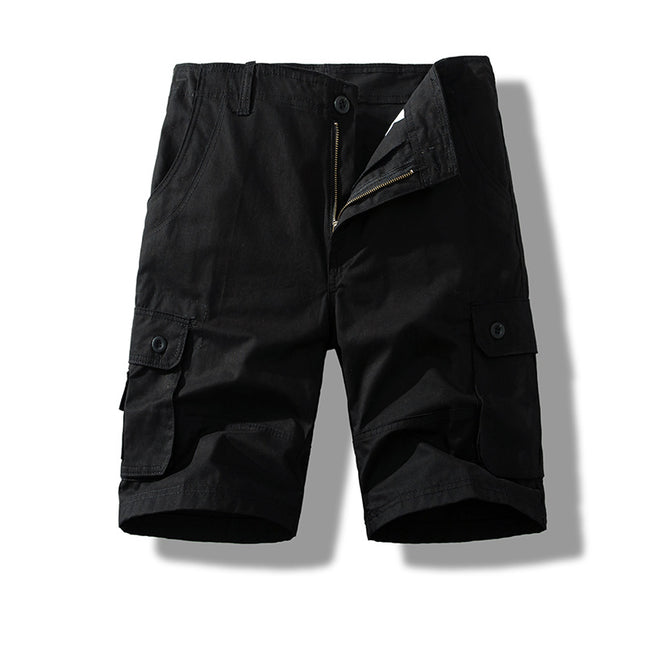 Workwear shorts men's summer new Army Green multi-pocket cotton shorts loose thin casual sports pants