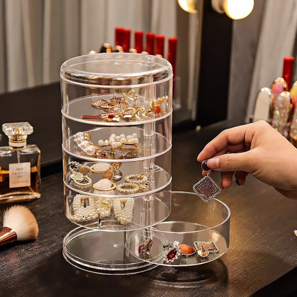 Rotating Multifunctional Jewelry Multi-Layer Dustproof Jewelry Storage Hair Ring Earrings Necklace Hairpin Storage Finishing Storage Box