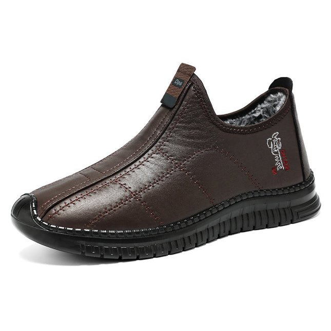 Men's Shoes Winter New Cotton Boots Plus Velvet Thickening Warm Middle-Aged and Elderly Dad's Shoes Non-Slip Slip-On Casual Shoes Cross-Border