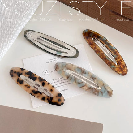 Korean-Style Acetate Oval Side Bangs Clip Ins-Style Simple Temperament Bb Clip Bobby Pin Hairpin Women's Hair Accessory
